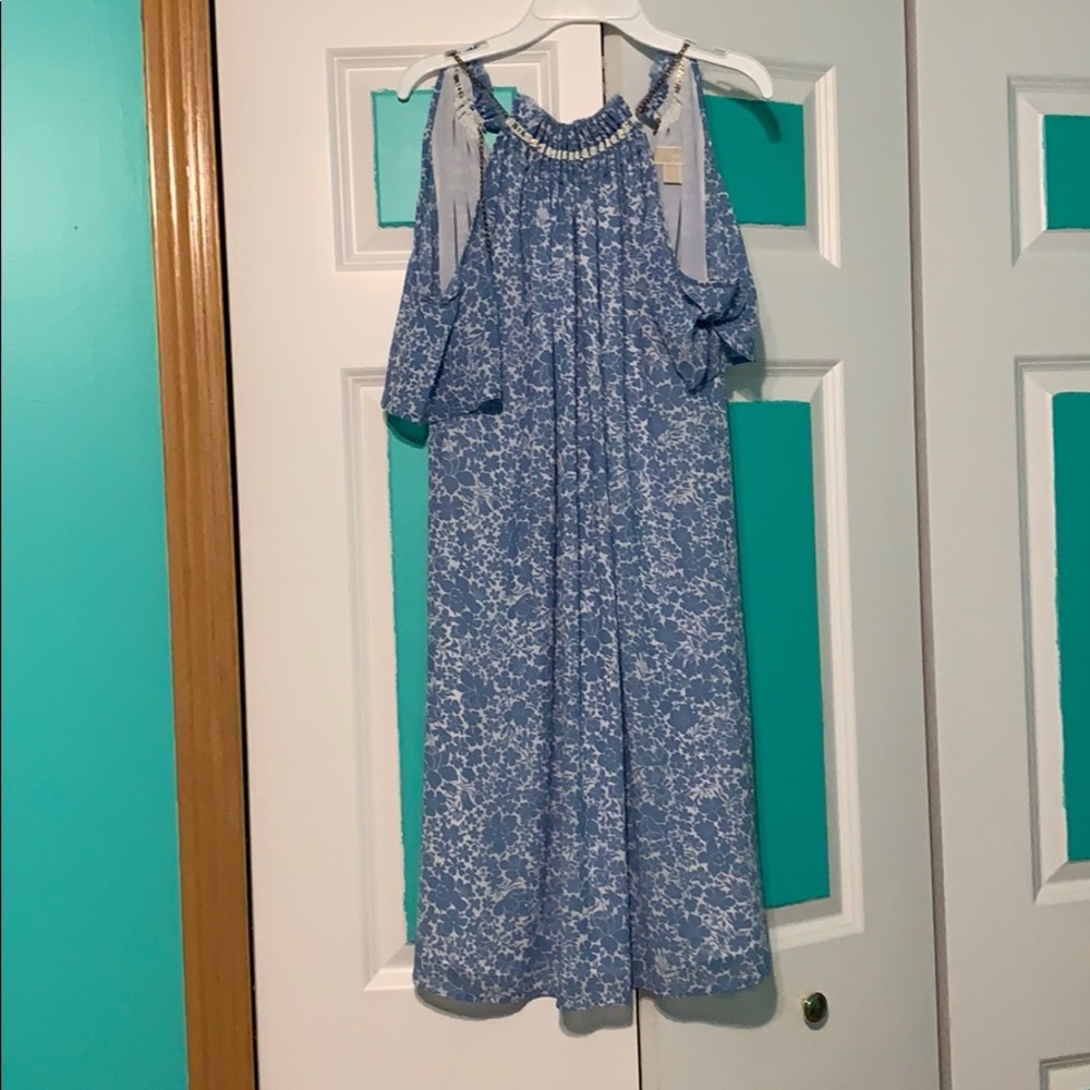 Michael Kors blue cut-sleeve mini dress